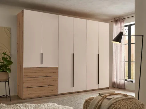 Drehtürenschrank- B ca. 300 cm, Eiche Dekor, Kaschmir