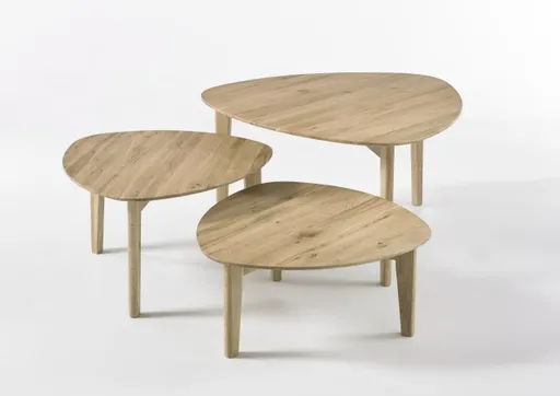 Couchtisch - 3-er Set, Asteiche massiv