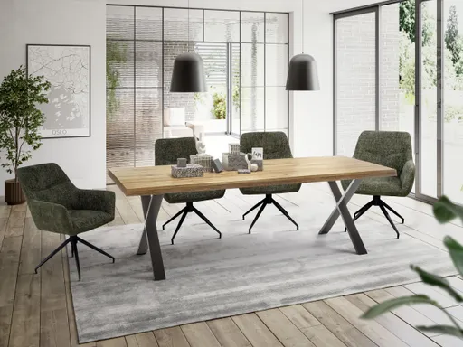 Armlehnstuhl MARYBEL - drehbar, Stoff, Grün