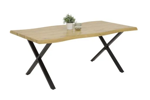 Esstisch - LB ca. 180x100 cm, Eiche Dekor,  Schwarz, Baumkante