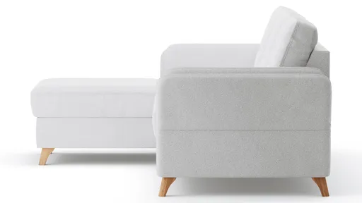 Ecksofa Vayra - Longchair links mit 2,5-Sitzer rechts, Stoff, Offwhite