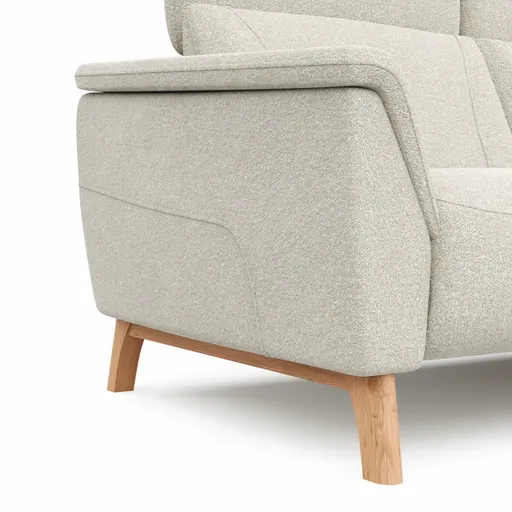 Ecksofa Nevin - 2-Sitzer mit Longchair rechts, inkl. Kopfpolsterverstellung, Stoff, Weiß