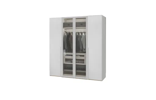 Drehtürenschrank JOIN IT- B ca. 202 cm, Weiss, Glas