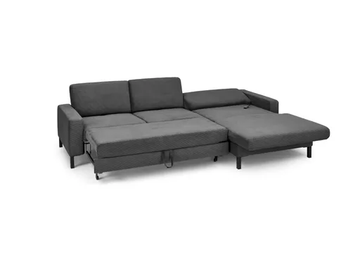  Ecksofa CALM MOVE 2.0 - 2,5-Sitzer mit Longchair rechts, Schlaffunktion, Feincord, Anthrazit