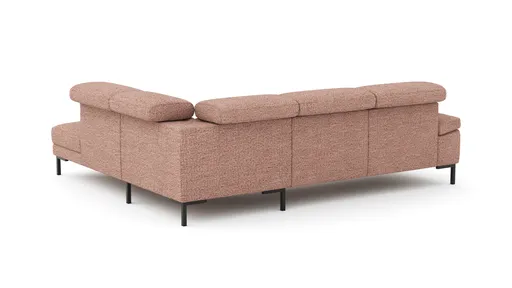 Ecksofa Hudson - 2,5-Sitzer mit Ecke rechts, inkl. Kopfteil verstellbar, Stoff, Kupfer