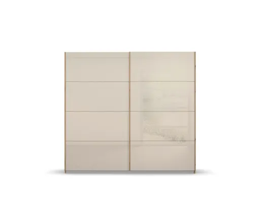 Schwebetürenschrank ROMAN- B ca. 226 cm, Eiche Dekor, Glas, Champagner