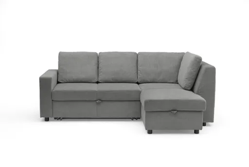 Ecksofa PRO FLEXX - 2-Sitzer, Ecke rechts inkl. Schlaffunktion und Bettkasten, Stoff, Grau