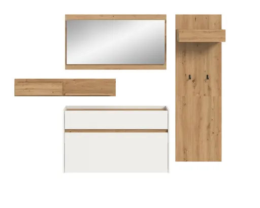Garderobe - Weiß, Artisan Eiche Nachbildung