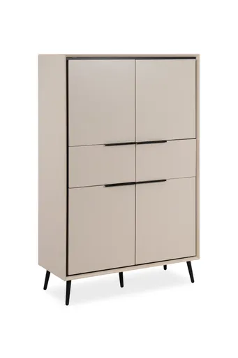 Highboard - B ca. 90 cm, Sand, Schwarz