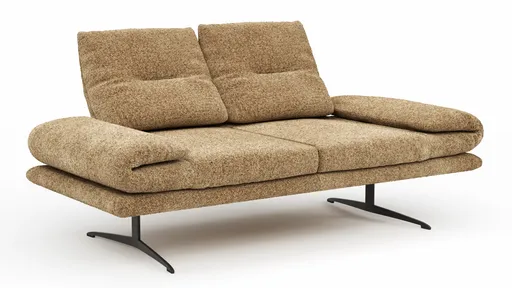 Sofa Lucero 2.0 - 2-Sitzer klein inkl. Rückenlehne, Stoff, Cognac