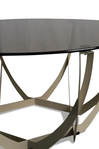 Couchtisch - Ø/H ca. 80x40 cm, Bronze, Cremeweiß