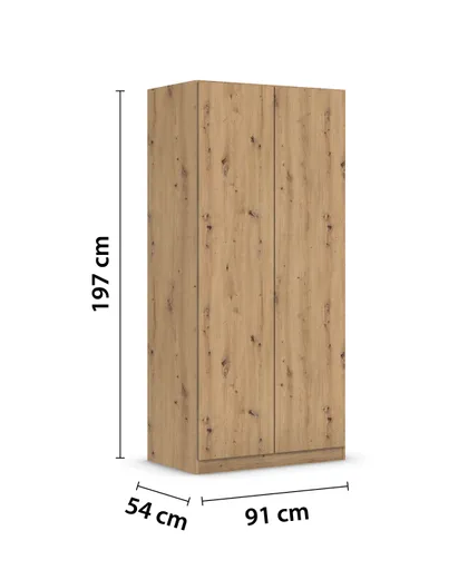 Drehtürenschrank RASA- B ca. 91 cm, Eiche Dekor