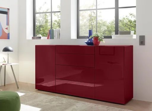Kommode - B ca. 179 cm, Bordeauxrot