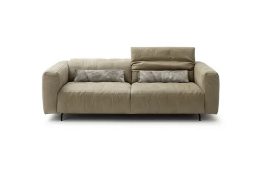 Sofa Arrezo - 3,5-Sitzer, Leder Taupe, Rücken verstellbar