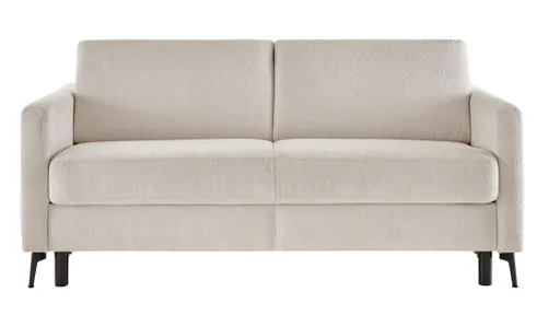 Schlafsofa Laredo - 2,5-Sitzer inkl. Schlaffunktion und Armlehne klappbar, Stoff, Offwhite
