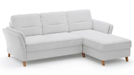 Ecksofa Vayra - 2,5-Sitzer mit Longchair rechts, Stoff, Offwhite