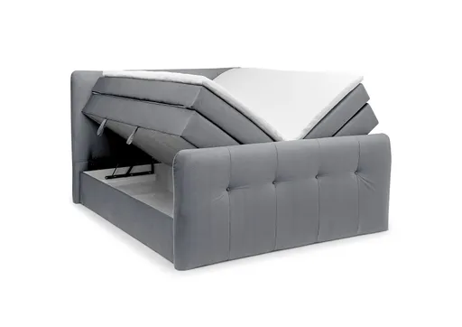 Boxspringbett HOLLIE- Liegefläche ca. 180x200 cm, Stoff, Stahl, inkl. Topper
