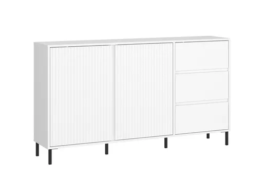 Sideboard - B ca. 158 cm, Weiß, Weiß Hochglanz
