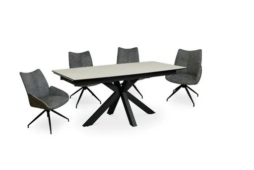 Esstisch MELANIA - ausziehbar, LB ca. 180x95 cm, Glaskeramik, Travertin farbig