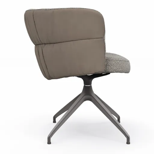 Armlehnstuhl Milana - drehbar, Leder Grau, Stoff Graubraun