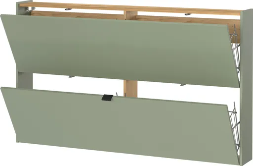 Schuhschrank GIANNA - B ca. 140 cm, Taupegrün, Navarra Eiche Nachbildung