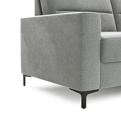 Ecksofa Merlos H - 2,5-Sitzer mit Longchair rechts inkl. Relaxfunktion (motorisch), Stoff, Grau
