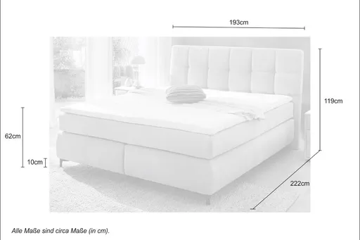 Boxspringbett- Liegefläche ca. 180x200 cm, Stoff, Beige