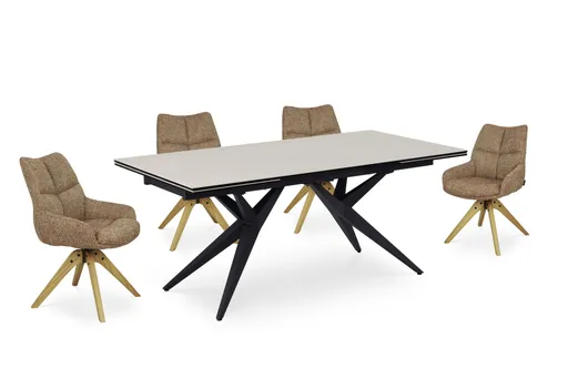 Esstisch MICHELA - ausziehbar, LB ca. 180x95 cm, Glaskeramik, Travertin farbig