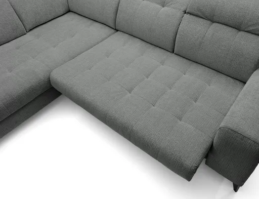 Ecksofa - Ecke links mit 2-Sitzer, Kopfteil verstellbar, Sitztiefe verstellbar motorisch, Stoff, Anthrazit