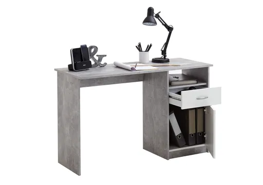 Schreibtisch- LB ca. 123x50 cm, Weiß, Schwarz