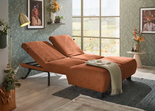 Faltsofa EBBY - 2-Sitzer ohne Armlehne, 140 cm inkl. Schlaffunktion/Relaxfunktion, Stoff, Rot
