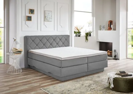 Boxspringbett- Liegefläche ca. 180x200 cm, Stoff, Grau