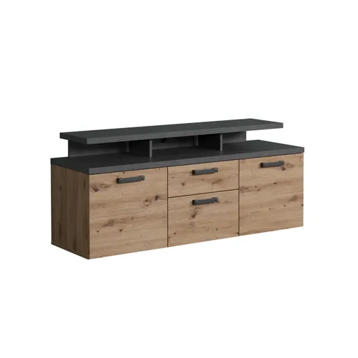 TV-Lowboard - B ca. 151 cm, Matera Nachbildung, Artisan Eiche Nachbildung