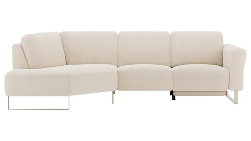 Ecksofa Leona - Ecke links mit 2,5-Sitzer inkl. Relaxfunktion motorisch, Stoff, Creme 