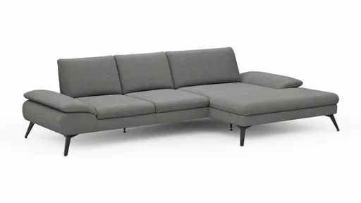 Ecksofa Collina - 2,5-Sitzer, Longchair rechts, Stoff, Dunkelgrau