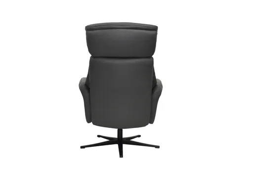 TV-Sessel MIO mit Hocker - drehbar, Kopfteilverstellung, Leder, Dunkelgrau