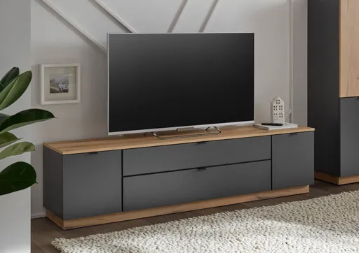 Lowboard- Anthrazit, Eiche Dekor