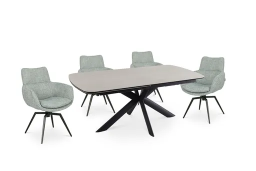 Esstisch MAXIE - ausziehbar, LB ca. 190x98 cm, Glaskeramik, Travertin farbig