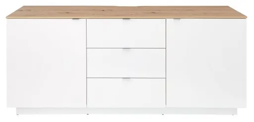 TV-Sideboard - Weiß, Eiche Dekor