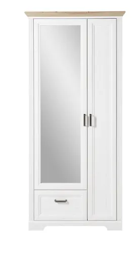 Garderobenschrank - B ca. 93 cm, Weiß, Artisan Eiche Nachbildung