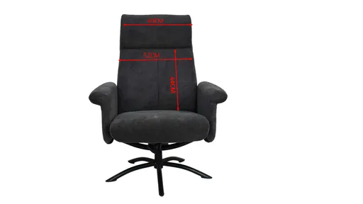 TV-Sessel MORTON mit Hocker - drehbar, Stoff, Grau