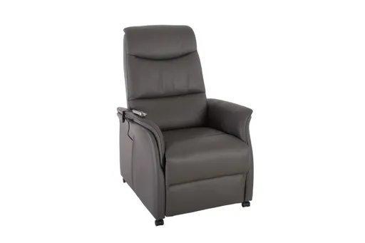 TV-Sessel MARIK - Relaxfunktion, Kopfteil verstellbar, Leder, Dunkelgrau
