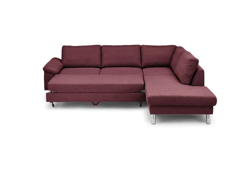 Ecksofa COOL - 2,5-Sitzer mit Ecke rechts, Querschläfer, Stoff, Burgund