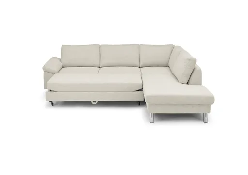 Ecksofa COOL - 2,5-Sitzer mit Ecke rechts, Querschläfer, Stoff, Natur