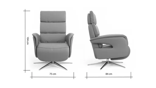 Relaxsessel Amila - Größe M, inkl. Relaxfunktion und Kopfteilverstellung, Leder, Rauchbraun