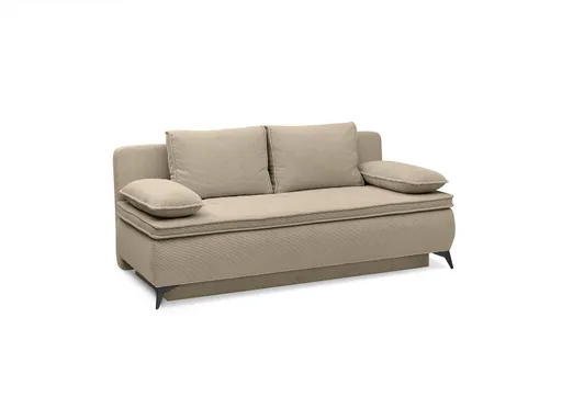 Funktionssofa JUNNIS - Schlaffunktion mit Bettkasten, Stoff, Taupe
