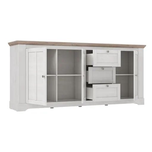 Sideboard FALLA - Weiß, Eiche Dekor