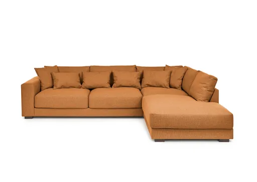 Ecksofa - 3-Sitzer, Ecke rechts, Stoff, Curry