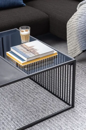 Couchtisch - LB ca. 80x80 cm, Marmoroptik, Schwarz