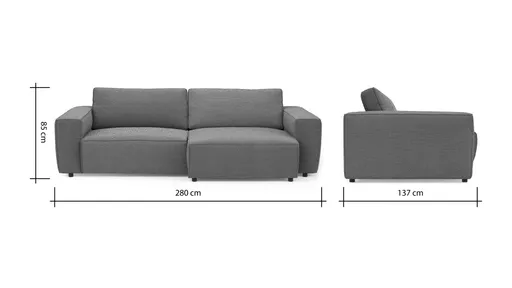 Sofa Lilaia - 1,5-Sitzer XL mit 1,5-Sitzer XL Tief, Stoff, Creme